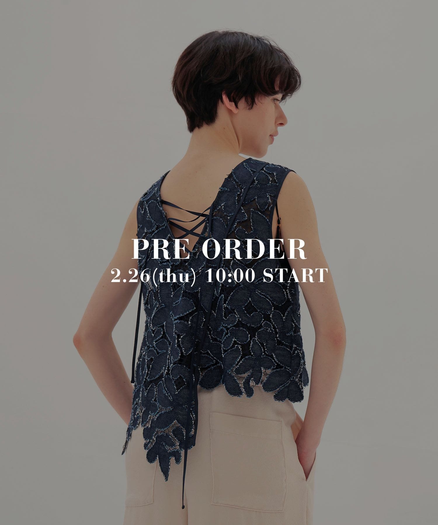 flower denim lace irregular blouse